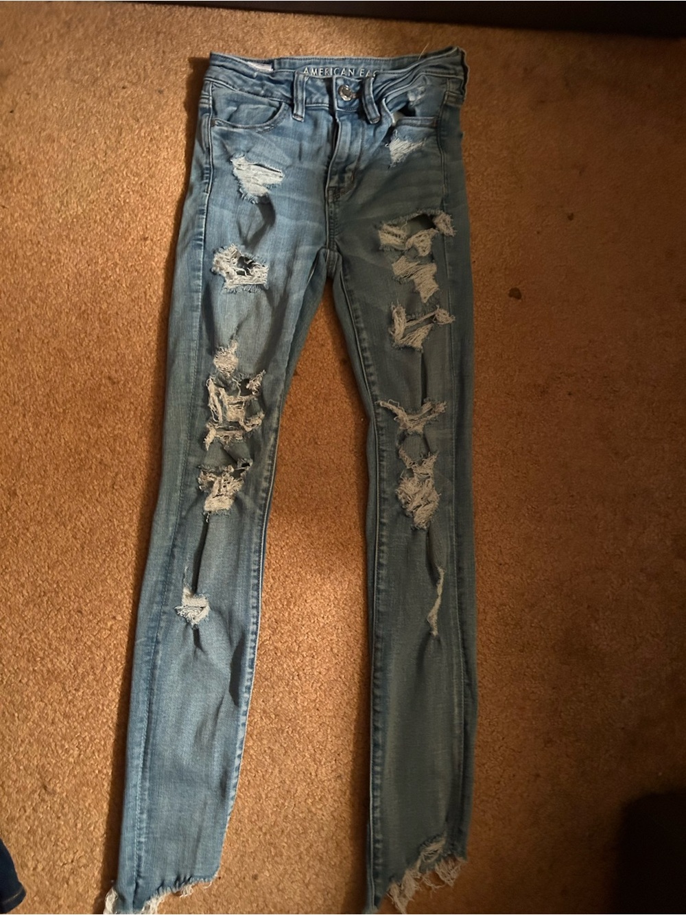 American Eagle Outfitters Ripped Light Blue Skinny Jeans